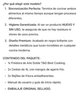Freidora Doble T&G Best Cooking 8L