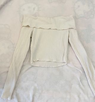 Top blanco hombros descubiertos talla S