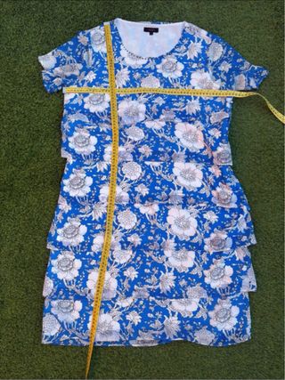 Vestido midi volantes floral azul mujer 44