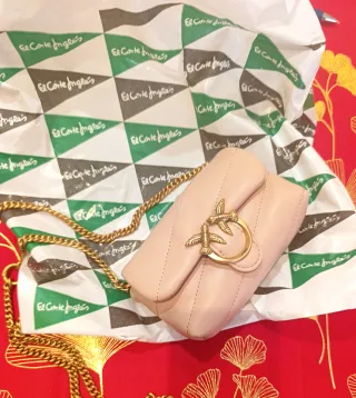 Bolso Pinko Piel Rosa Empolvado