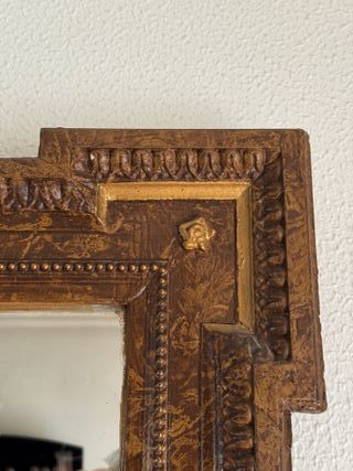 Espejo antiguo madera noble marco dorado 1890