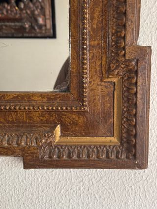 Espejo antiguo madera noble marco dorado 1890