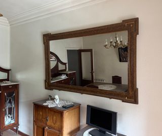 Espejo antiguo madera noble marco dorado 1890