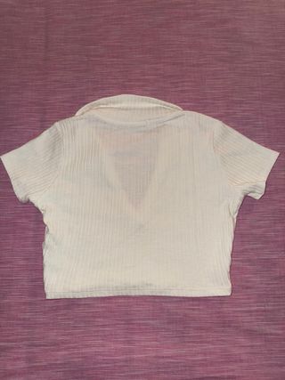 Polo blanco canalé Stradivarius Talla m