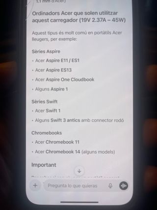 Cargador ordenador Acer 19V 2.37A 45W