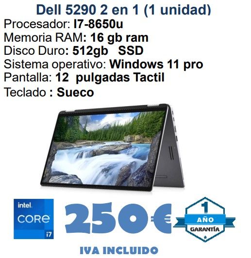 Dell 5290 2 en 1 i7 16GB RAM 512GB SSD
