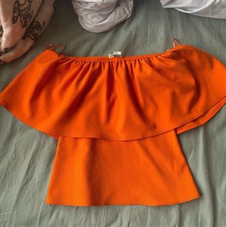 Top Zara Naranja Hombros Descubiertos