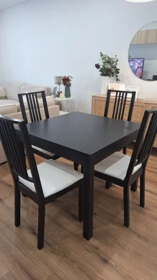 4 Sillas Comedor Negro/Blanco