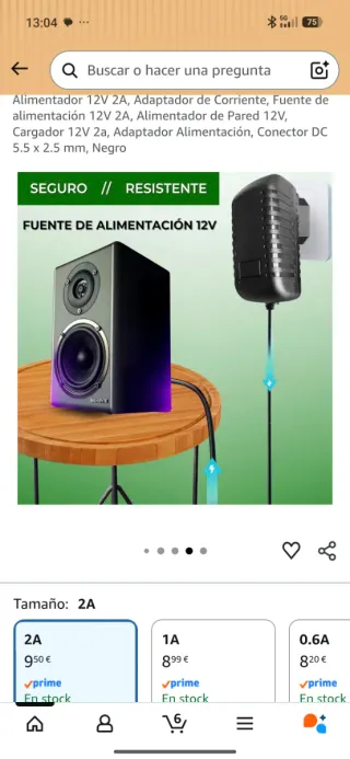 Adaptador Corriente 12V 2A Negro