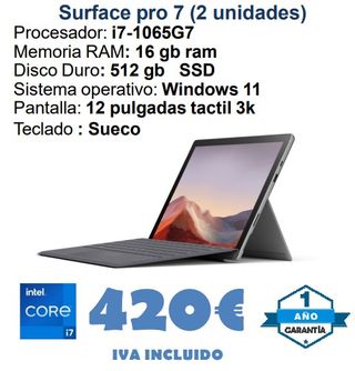 Surface Pro 7 i7 16GB RAM 512GB SSD
