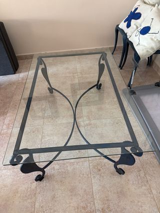 Mesa de centro cristal y metal