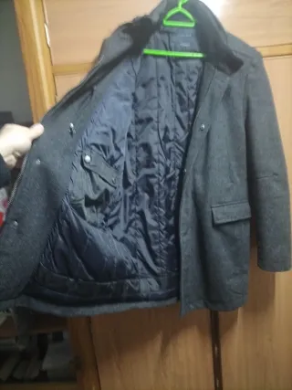Abrigo Zara Gris Invierno Hombre Manga Larga