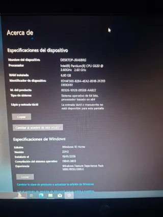 PC HP con SSD y Windows 10