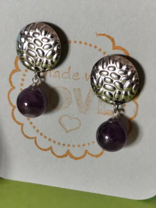 Lote pendientes piedras naturales naranja