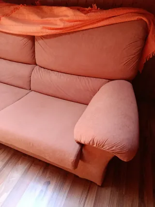 Sofá de 2 plazas tela marrón/naranja