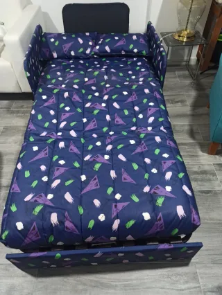 Sofá Cama pequeño Individual Azul y Morado