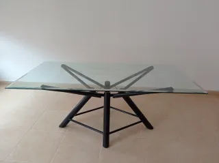 Mesa de comedor cristal y metal