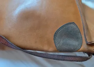 Bolso Piel Vintage Camel Solapa Asimétrica