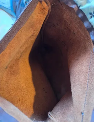 Bolso Piel Vintage Camel Solapa Asimétrica