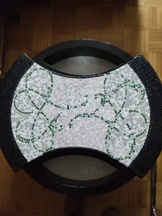 Mesa centro mosaico piedra y madera