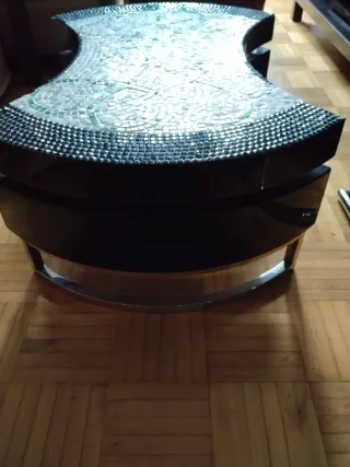 Mesa centro mosaico piedra y madera