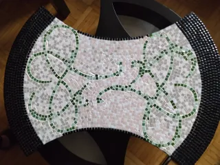 Mesa centro mosaico piedra y madera