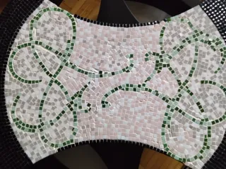 Mesa centro mosaico piedra y madera