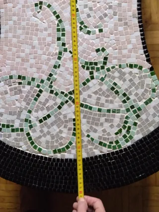 Mesa centro mosaico piedra y madera