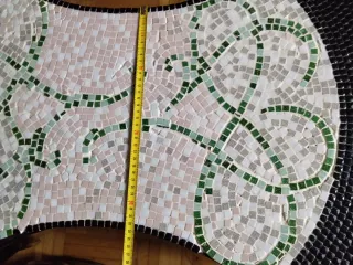 Mesa centro mosaico piedra y madera