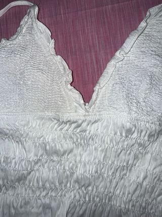 Top blanco Zara textura fruncido M
