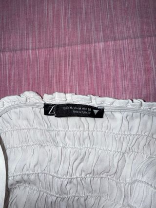 Top blanco Zara textura fruncido M