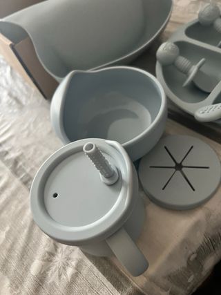 Set Comida Bebé Silicona Azul