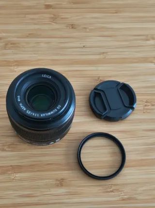 Objetivo Leica 25 1.4 + funda + filtro hoya