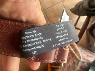 Cintura Barbour Pelle Marrone Tartan L 120cm