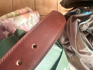 Cintura Barbour Pelle Marrone Tartan L 120cm