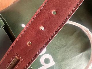 Cintura Barbour Pelle Marrone Tartan L 120cm