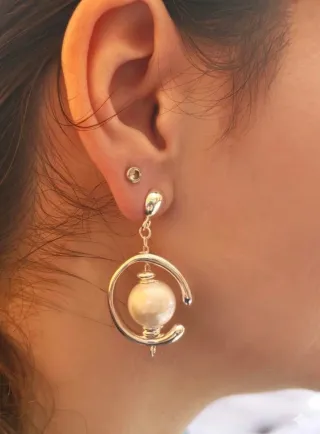 Pendientes UNO de 50 Perla Plata