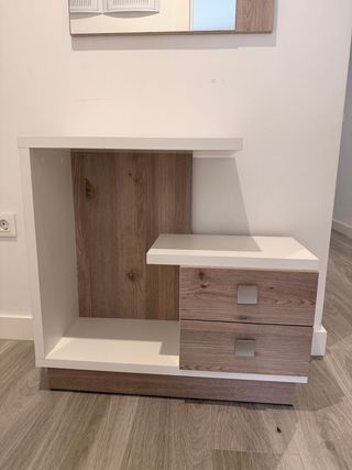 Conjunto recibidor madera y espejo