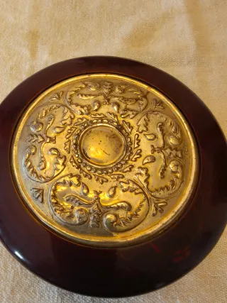 Caja joyero vintage madera y metal