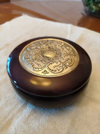 Caja joyero vintage madera y metal