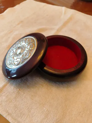 Caja joyero vintage madera y metal