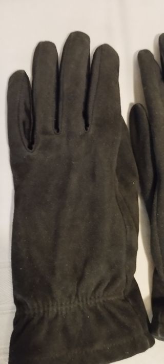 Guantes de ante mujer, forrados. T M. Color negro.