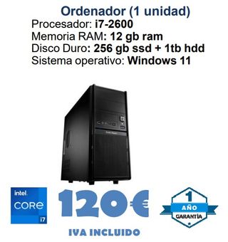 Ordenador Intel i7-2600 12GB RAM 256GB SSD+1TB HDD