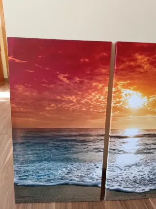 Tríptico Lienzo XXL Atardecer Mar
