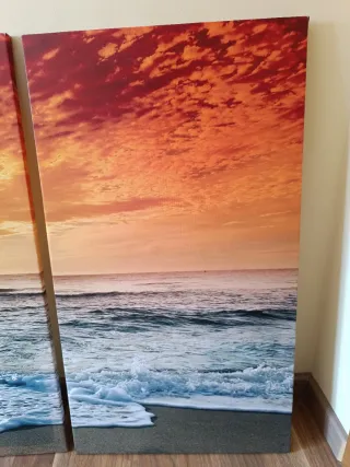 Tríptico Lienzo XXL Atardecer Mar