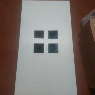 Mesa comedor abatible con 2 puffs