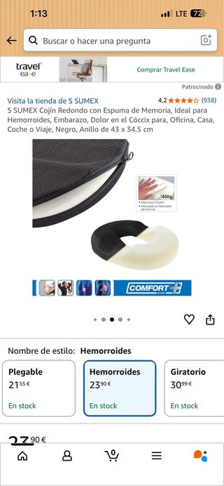 Cojín S SUMEX Redondo Espuma Memoria