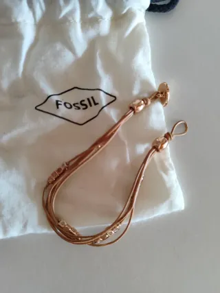 Pulsera Fossil Cuero y Dorado