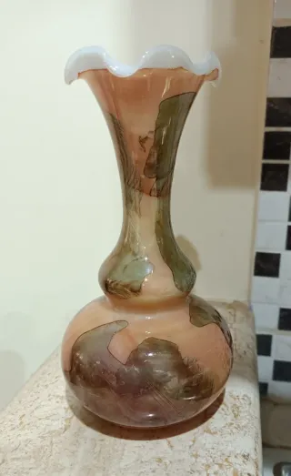 Vaso vintage in vetro opalino di Murano