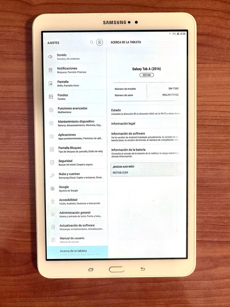 Tablet Samsung Galaxy Tab A6 (SM-T580) 16GB Blanca afbeelding 2